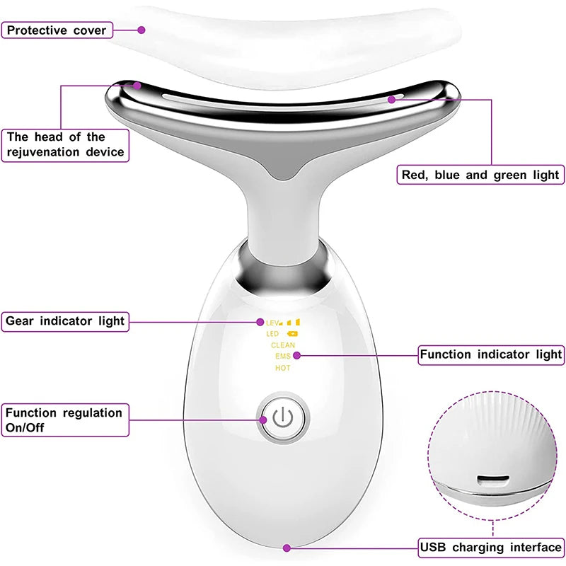 LED facial and neck massager
